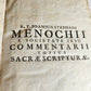 1743 BIBLE COMMENTARY Joannis Stephani Menochius in LATIN VELLUM FOLIO antique