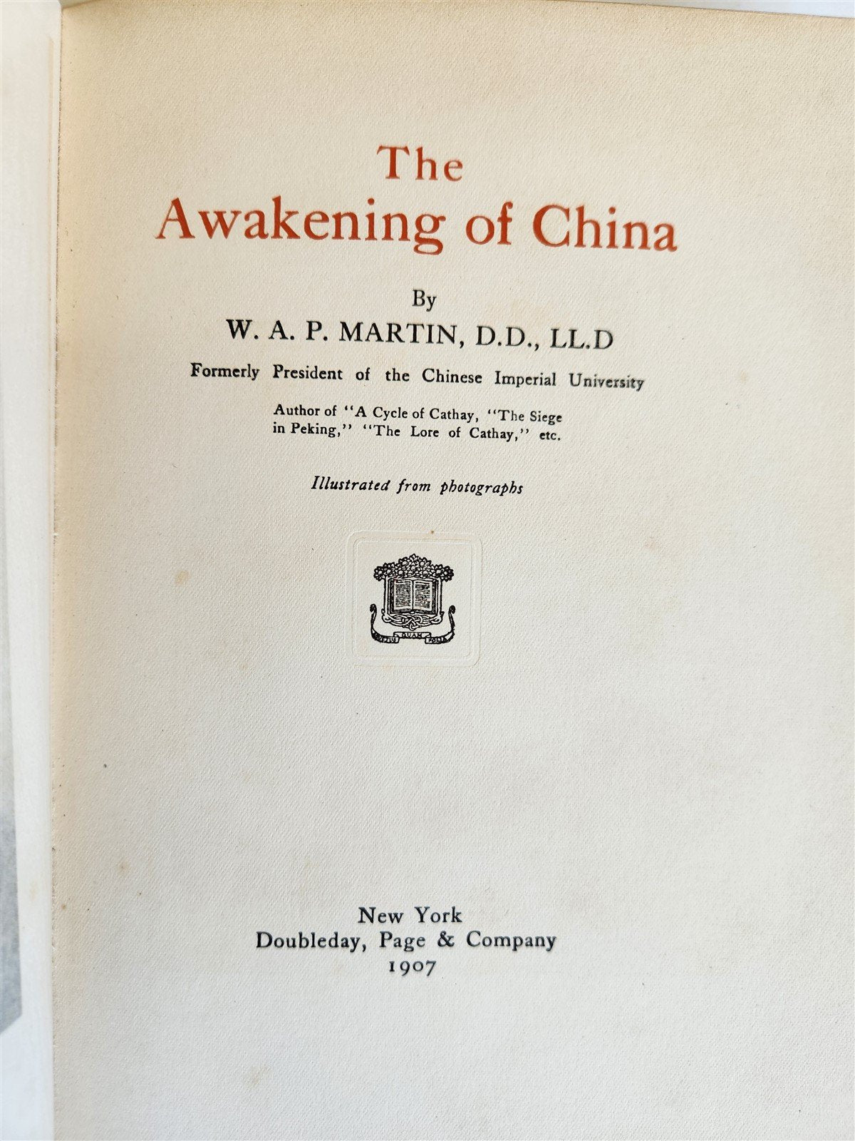 1907 AWAKENING of CHINA antique FULLY ILLUSTRATED FIRST EDITION by W. Martin