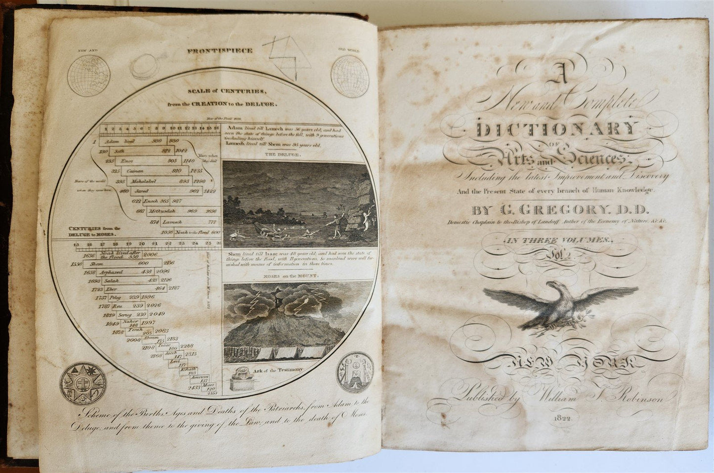 1822 NEW and COMPLETE DICTIONARY of ARTS and SCIENCES 3 VOLS. antique by GREGORY