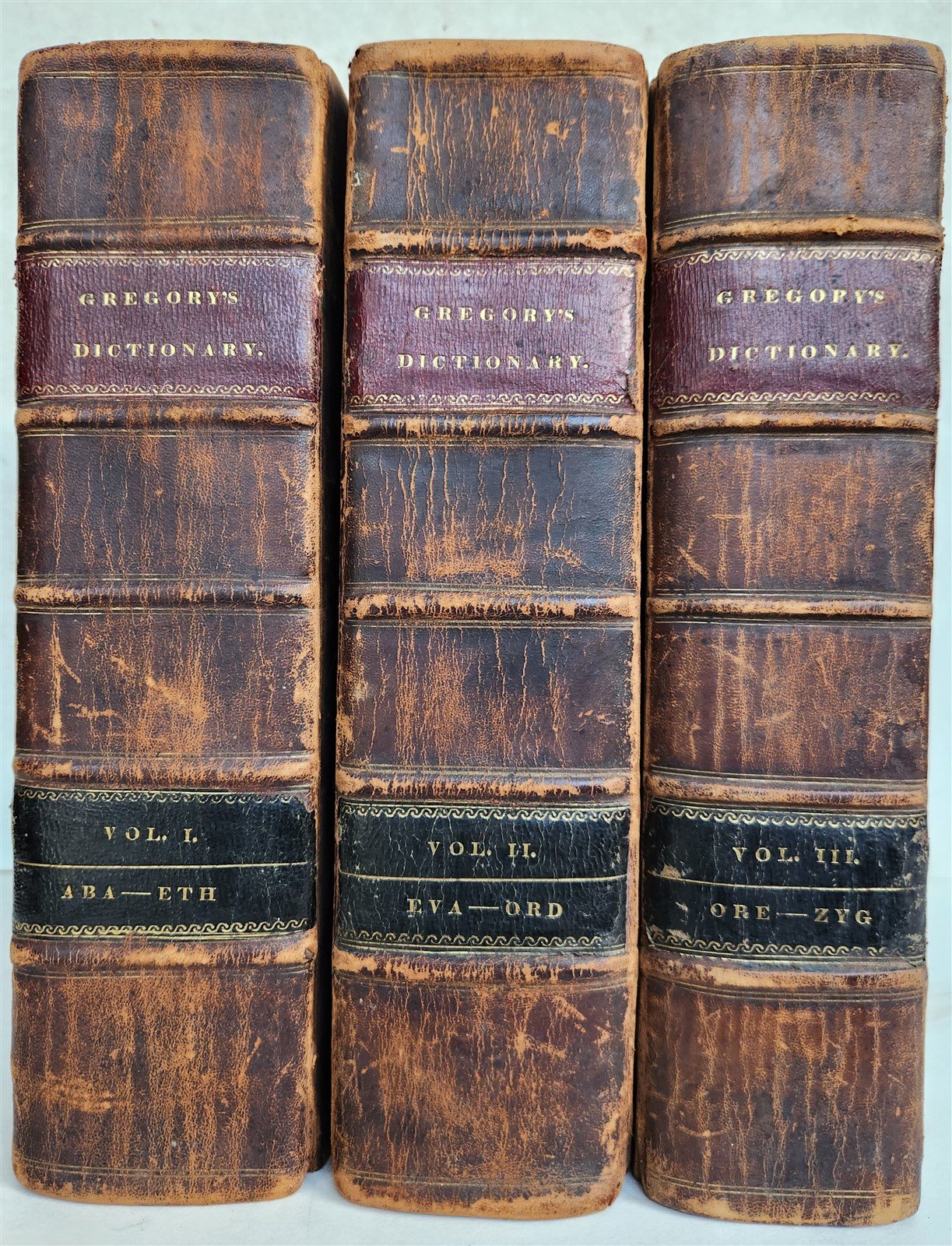 1822 NEW and COMPLETE DICTIONARY of ARTS and SCIENCES 3 VOLS. antique by GREGORY