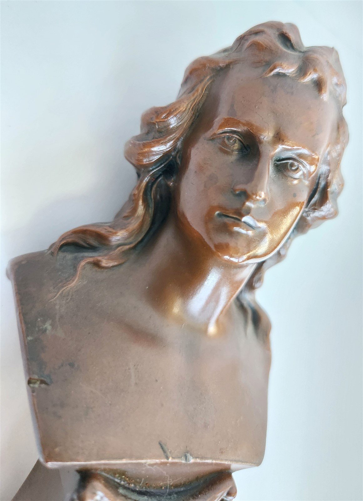ANTIQUE METAL (COPPER?) BUST of SCHILLER