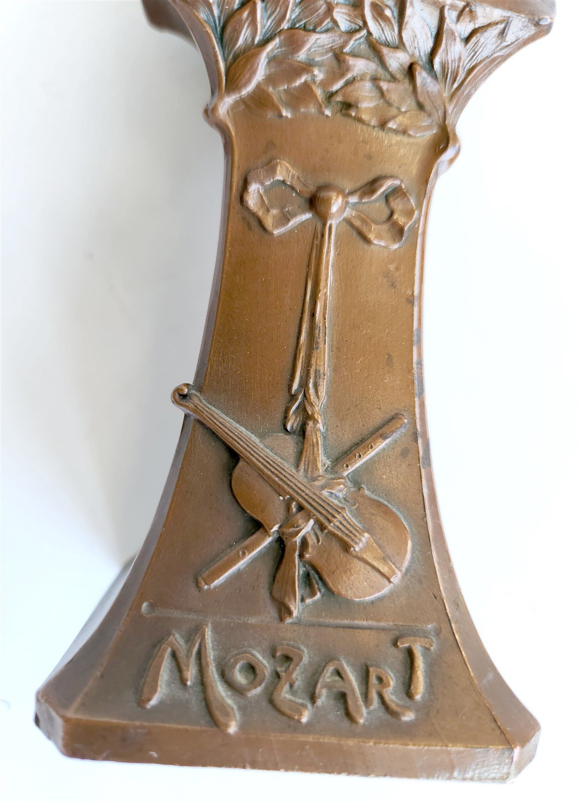 ANTIQUE METAL (COPPER?) BUST of MOZART