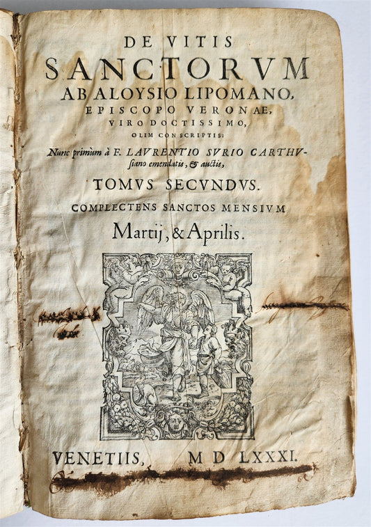 1581 LIVES of SAINTS antique VELLUM FOLIO De vitis sanctorum ab Aloysio Lipomano