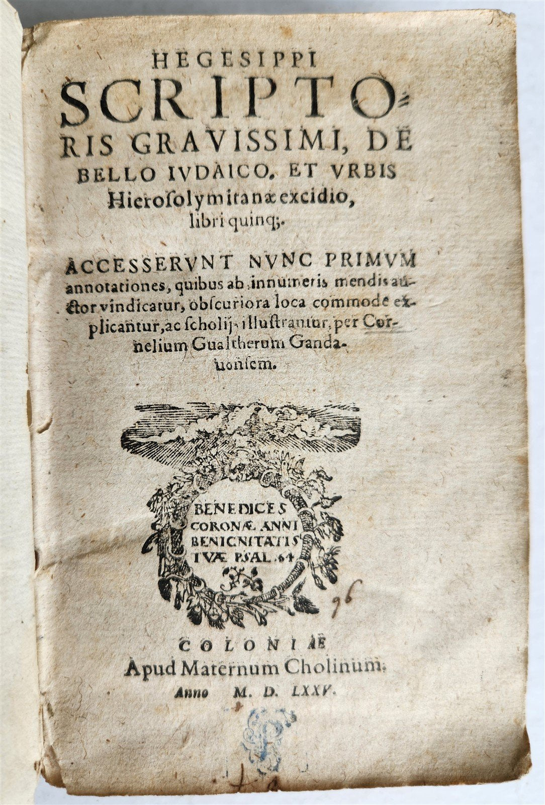 1575 JEWISH WARS by JOSEPHUS FLAVIUS antique VELLUM BOUND 16th CENTURY