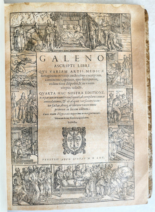 1565 RENAISSANCE EDITION OF GALEN antique FOLIO 16th century FAMOUS MEDICAL WORK