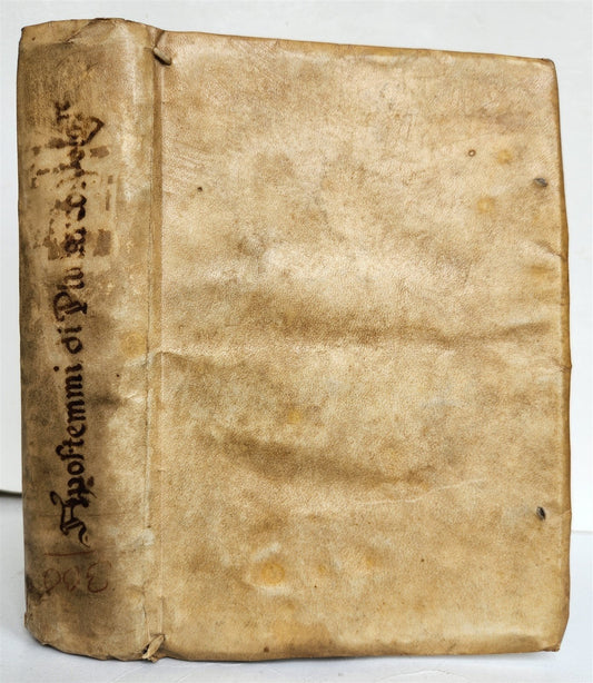 1566 APOPHTHEGMATA by PLUTARCH antique VELLUM BOUND w/ MANUSCRIPT TITLE 16th C.