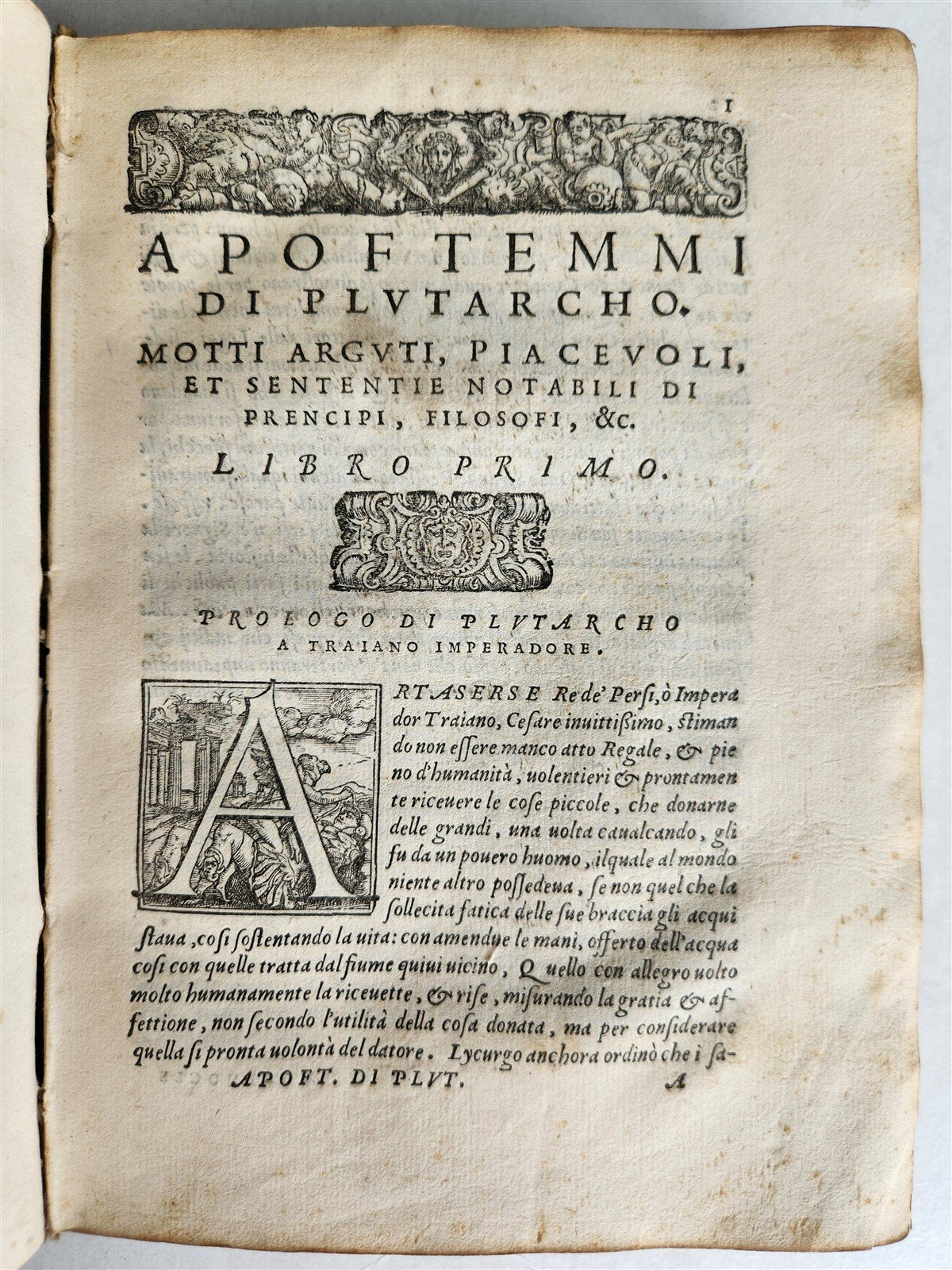 1566 APOPHTHEGMATA by PLUTARCH antique VELLUM BOUND w/ MANUSCRIPT TITLE 16th C.