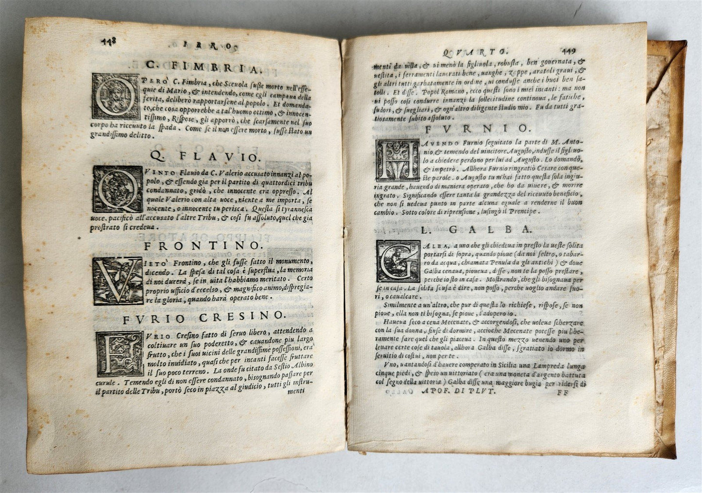 1566 APOPHTHEGMATA by PLUTARCH antique VELLUM BOUND w/ MANUSCRIPT TITLE 16th C.