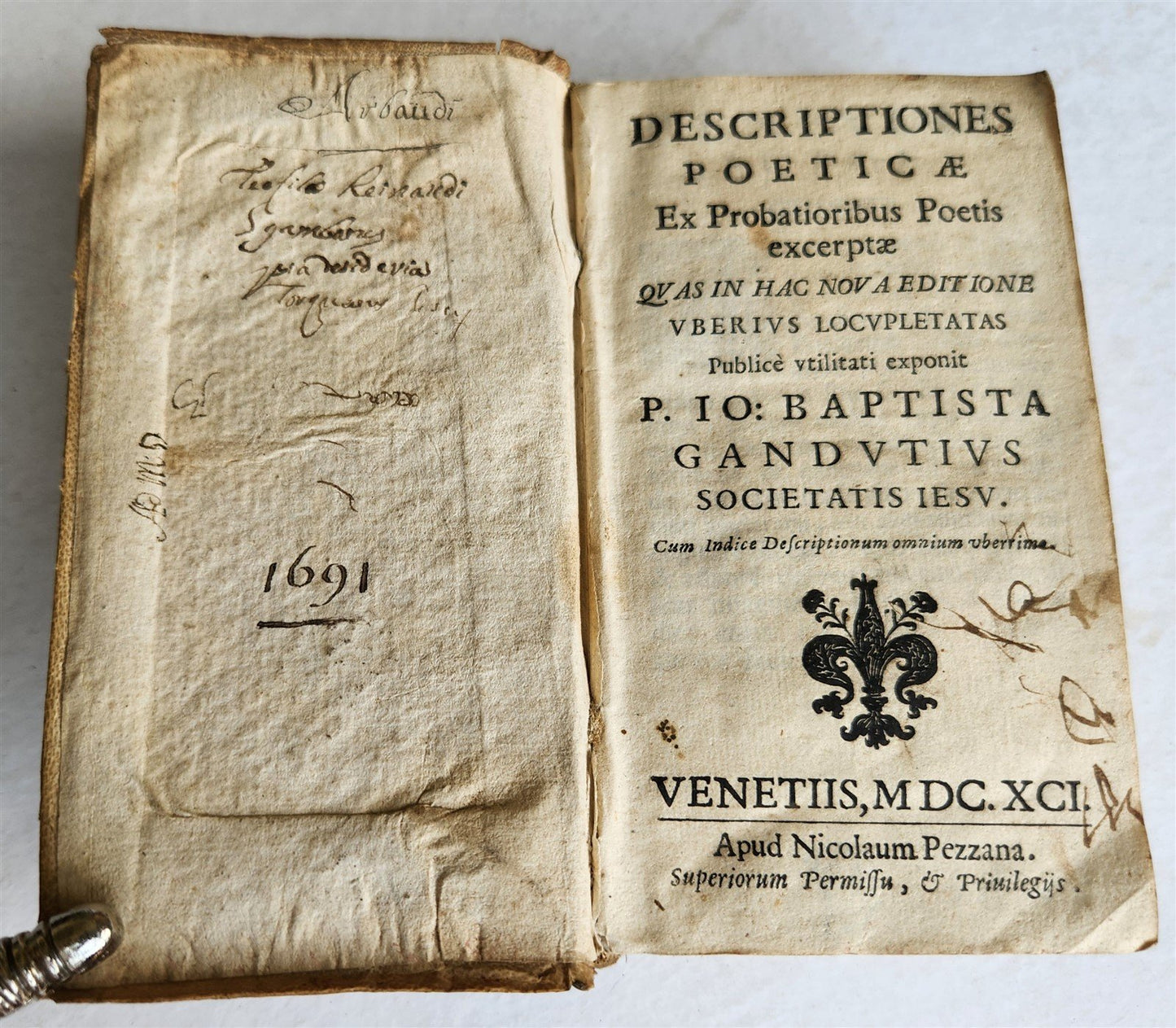 1691 POETRY antique VELLUM BINDING DESCRIPTIONES POETICAE