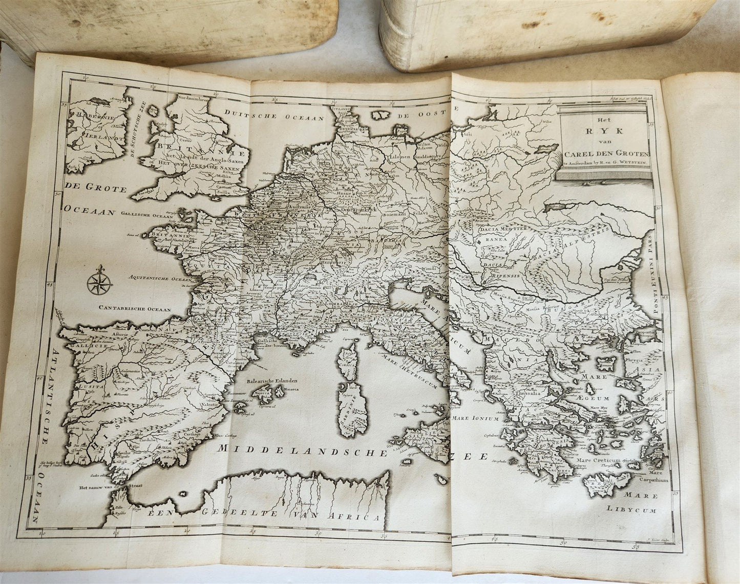 1721-1728 HISTORY OF THE WORLD ILLUSTRATED 5 FOLIO VOLUMES w/MAPS antique VELLUM