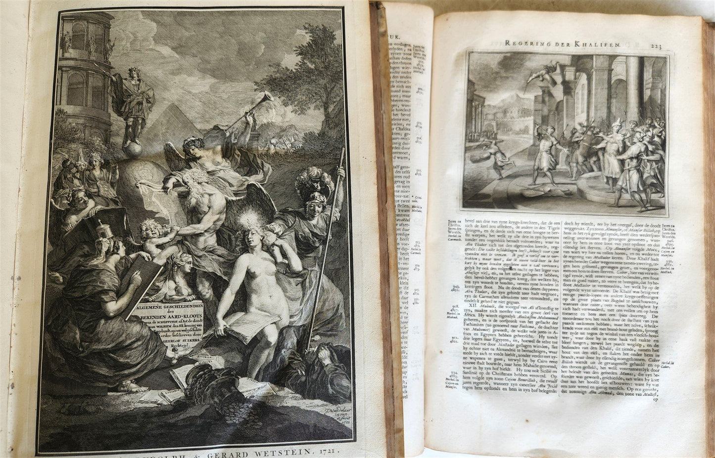 1721-1728 HISTORY OF THE WORLD ILLUSTRATED 5 FOLIO VOLUMES w/MAPS antique VELLUM