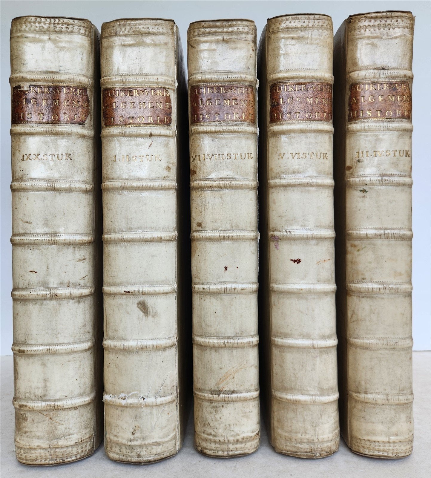 1721-1728 HISTORY OF THE WORLD ILLUSTRATED 5 FOLIO VOLUMES w/MAPS antique VELLUM