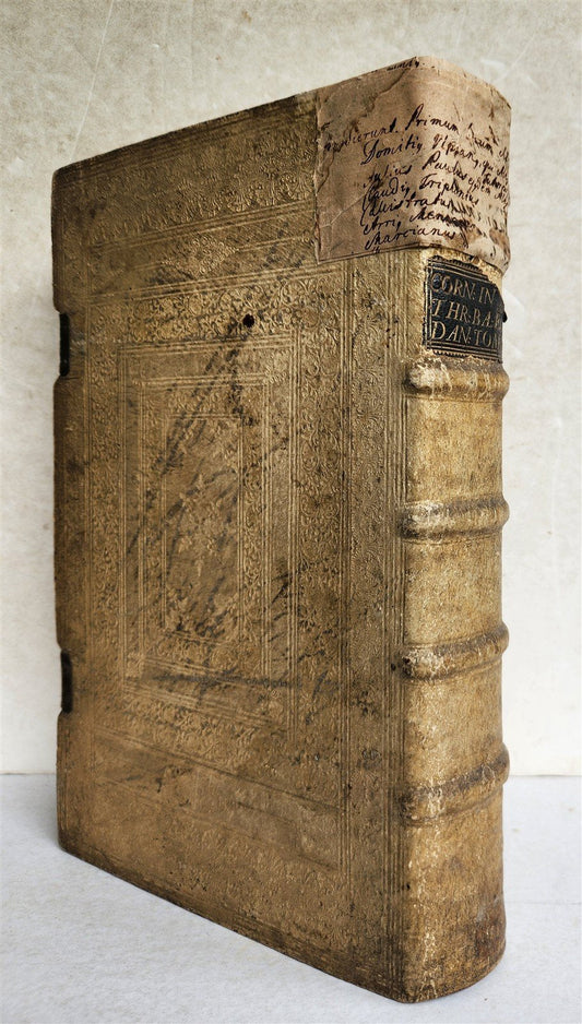 1727 COMMENTARIUS in IEREMIAM PROPHETAM THRENOS et BARUCH PIGSKIN FOLIO antique