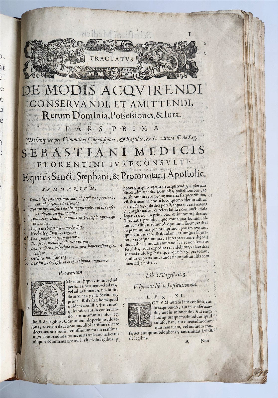 1586 CIVIL & CANON LAW BOOK antique S. MEDICI Tractatus 16th CENTURY FOLIO