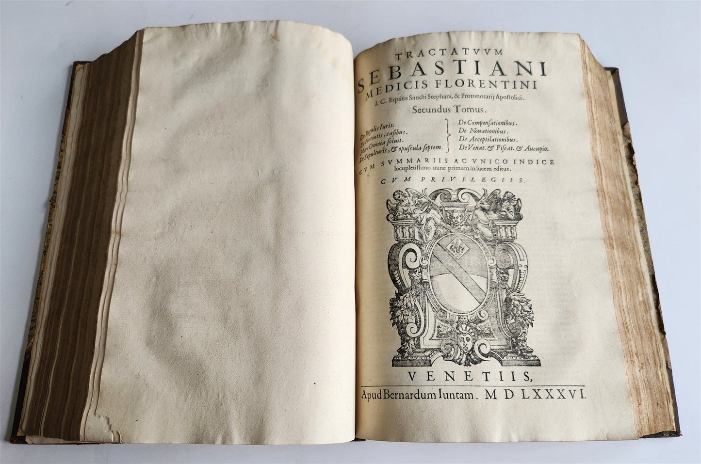 1586 CIVIL & CANON LAW BOOK antique S. MEDICI Tractatus 16th CENTURY FOLIO