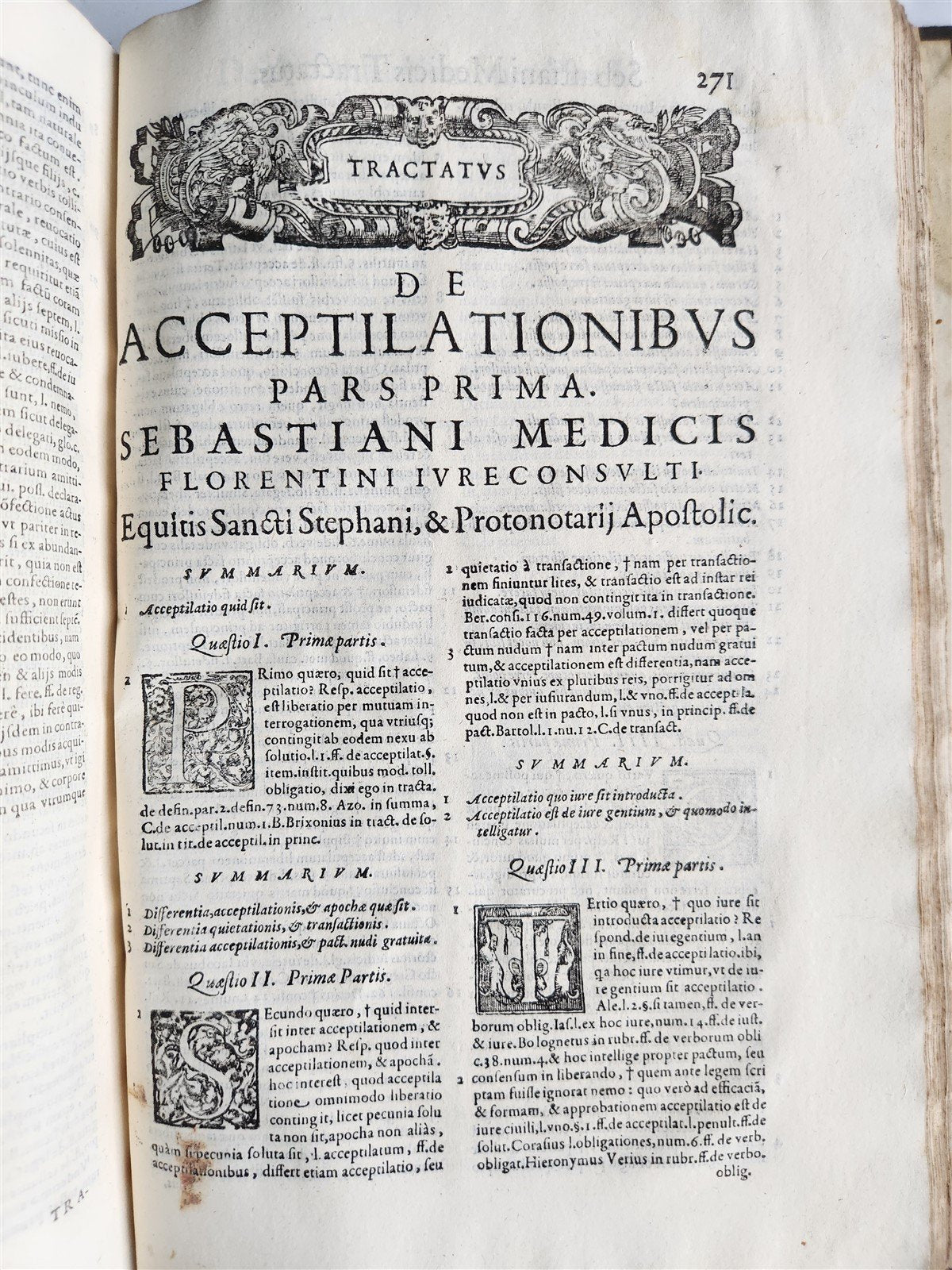 1586 CIVIL & CANON LAW BOOK antique S. MEDICI Tractatus 16th CENTURY FOLIO