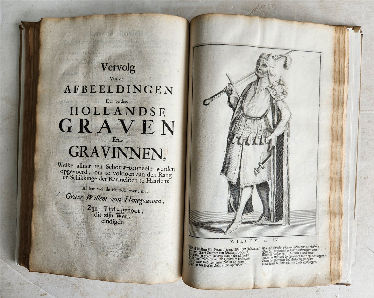 1699 CHRONICLE of COUNTS of HOLLAND antique 17 c. ILLUSTRATED FOLIO vellum bound