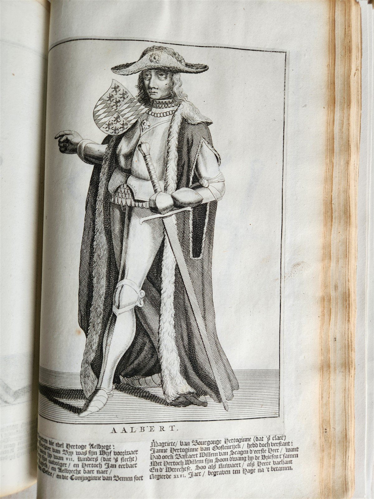1699 CHRONICLE of COUNTS of HOLLAND antique 17 c. ILLUSTRATED FOLIO vellum bound