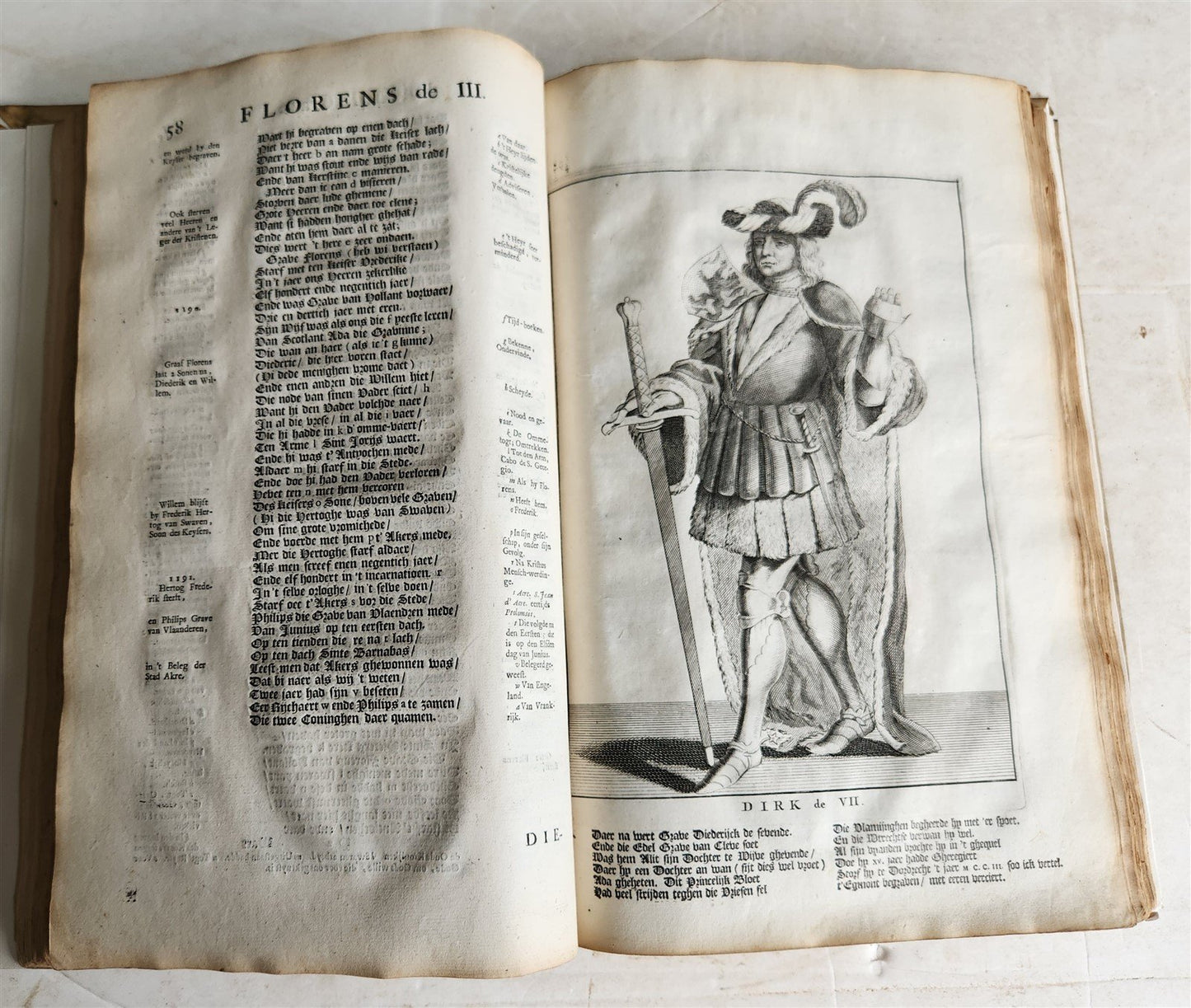 1699 CHRONICLE of COUNTS of HOLLAND antique 17 c. ILLUSTRATED FOLIO vellum bound