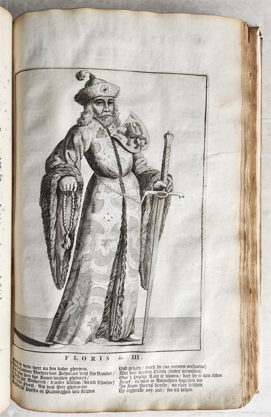 1699 CHRONICLE of COUNTS of HOLLAND antique 17 c. ILLUSTRATED FOLIO vellum bound