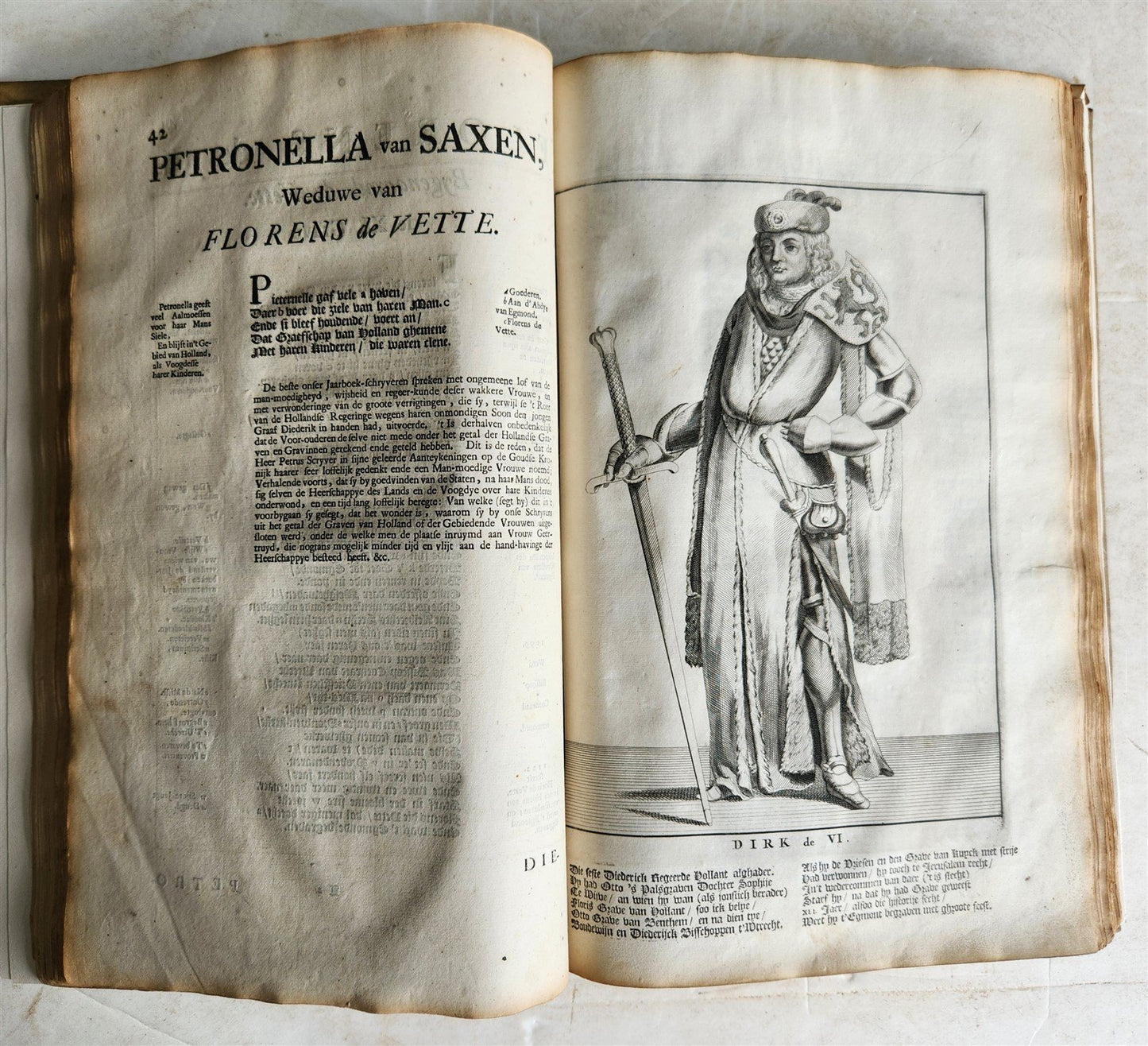 1699 CHRONICLE of COUNTS of HOLLAND antique 17 c. ILLUSTRATED FOLIO vellum bound