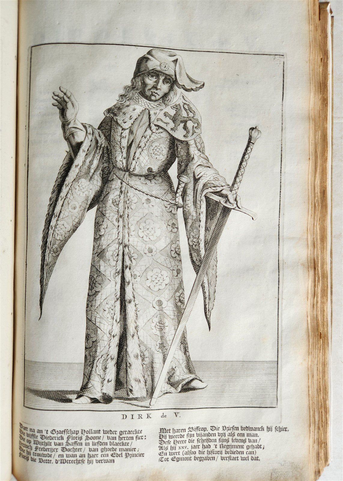 1699 CHRONICLE of COUNTS of HOLLAND antique 17 c. ILLUSTRATED FOLIO vellum bound
