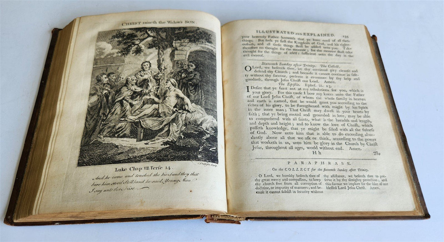 1761 BOOK of COMMON PRAYER w/ PSALMS of DAVID ILLUSTRATED antique in ENGLISH