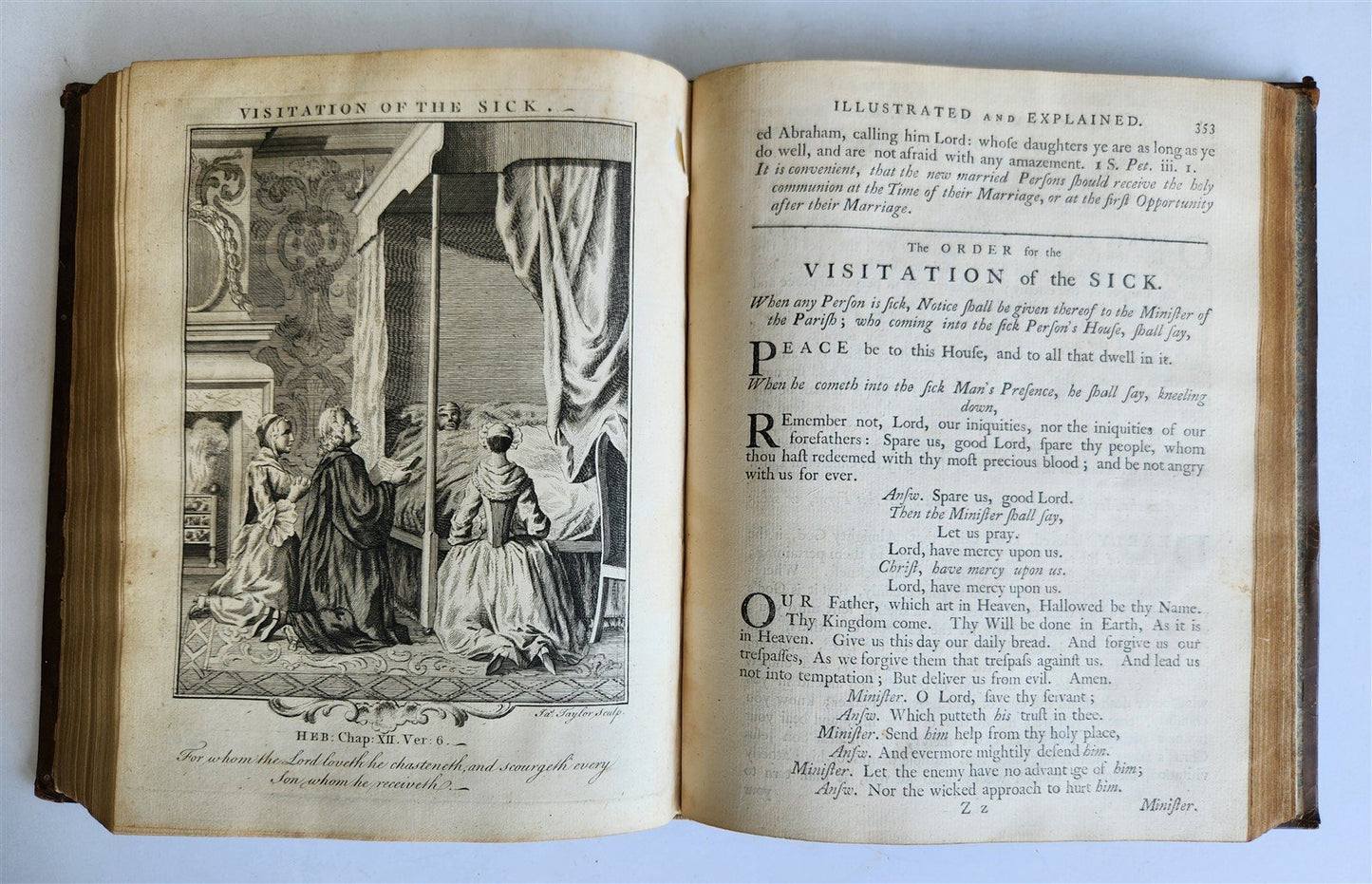 1761 BOOK of COMMON PRAYER w/ PSALMS of DAVID ILLUSTRATED antique in ENGLISH