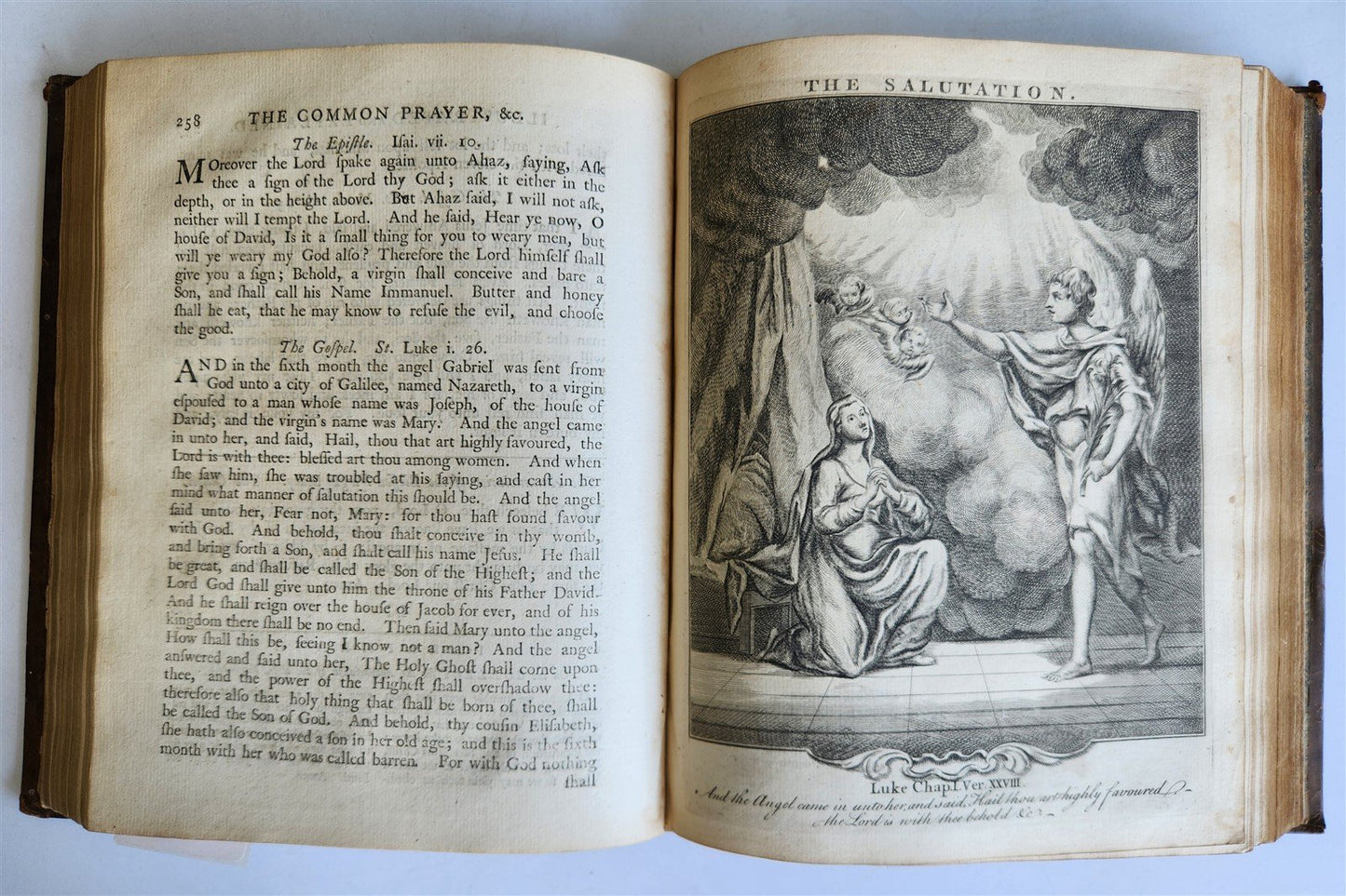 1761 BOOK of COMMON PRAYER w/ PSALMS of DAVID ILLUSTRATED antique in ENGLISH