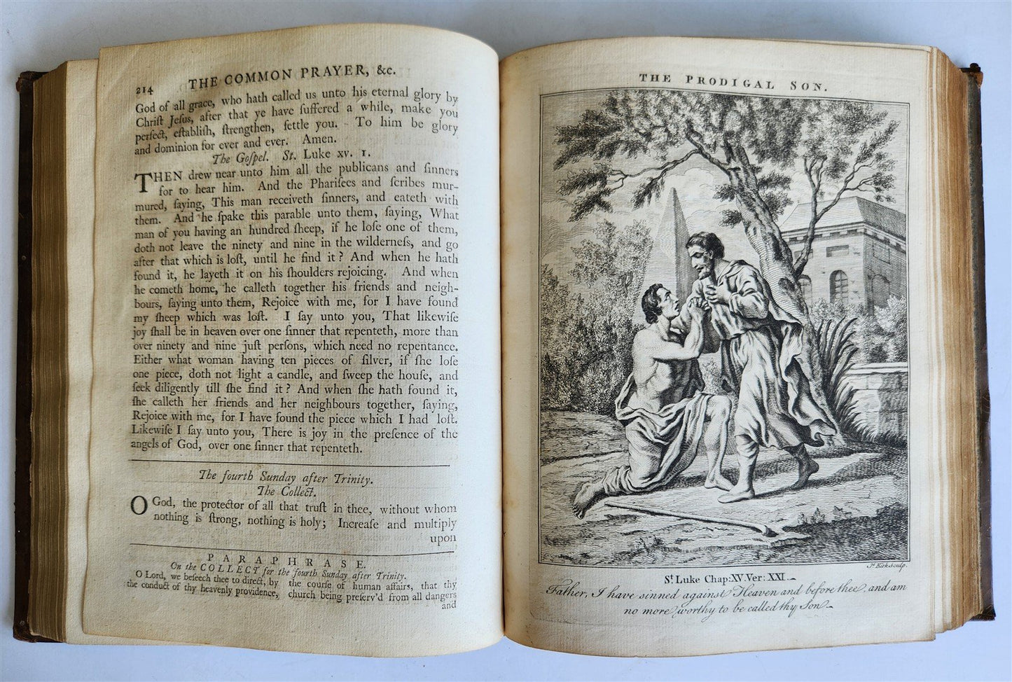 1761 BOOK of COMMON PRAYER w/ PSALMS of DAVID ILLUSTRATED antique in ENGLISH