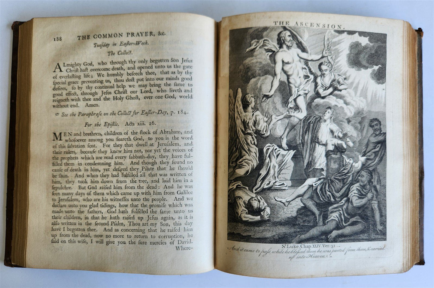 1761 BOOK of COMMON PRAYER w/ PSALMS of DAVID ILLUSTRATED antique in ENGLISH