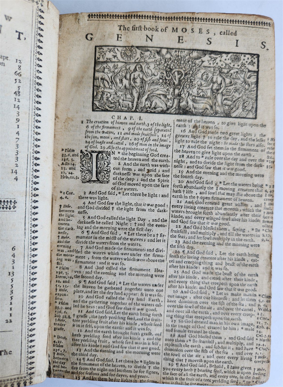 1647 BIBLE in ENGLISH w/ ORIGINAL BINDING antique OLD & NEW TESTAMENT 17th CENT.