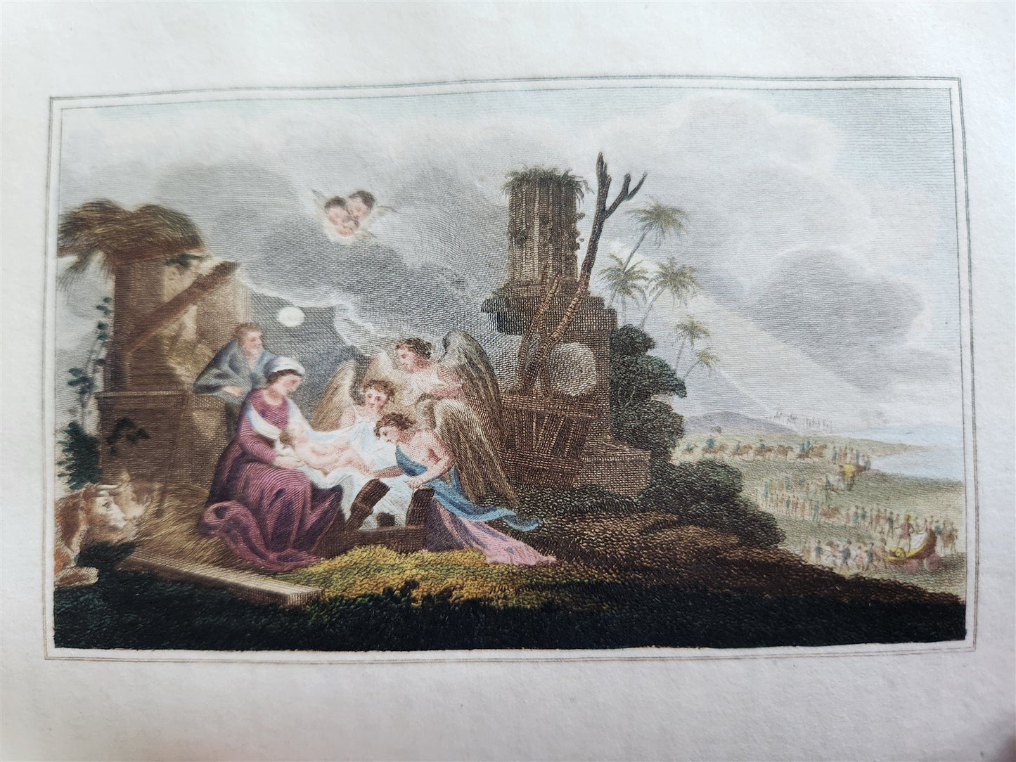 1802 BOOK of COMMON PRAYER w/ PSALTER ILLUSTRATED in COLOR antique in ENGLISH