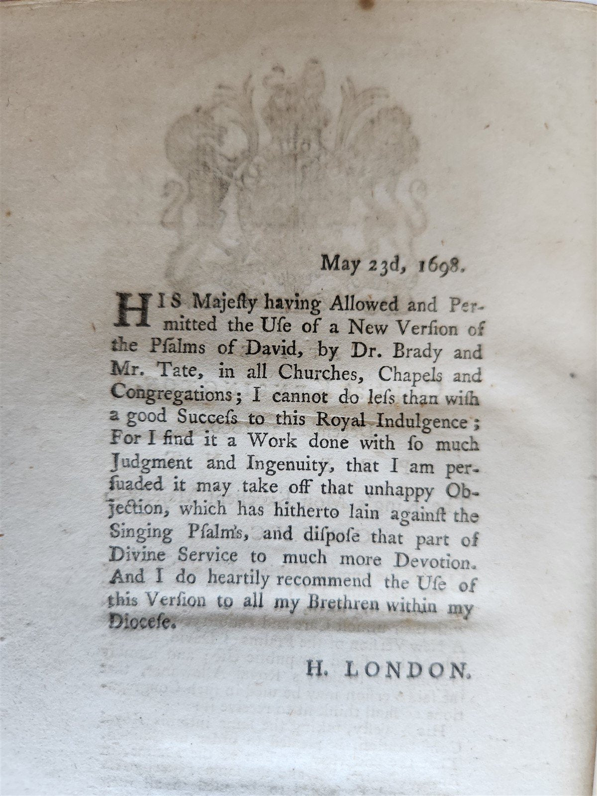 1798 BOOK of COMMON PRAYER w/ PSALTER antique in ENGLISH