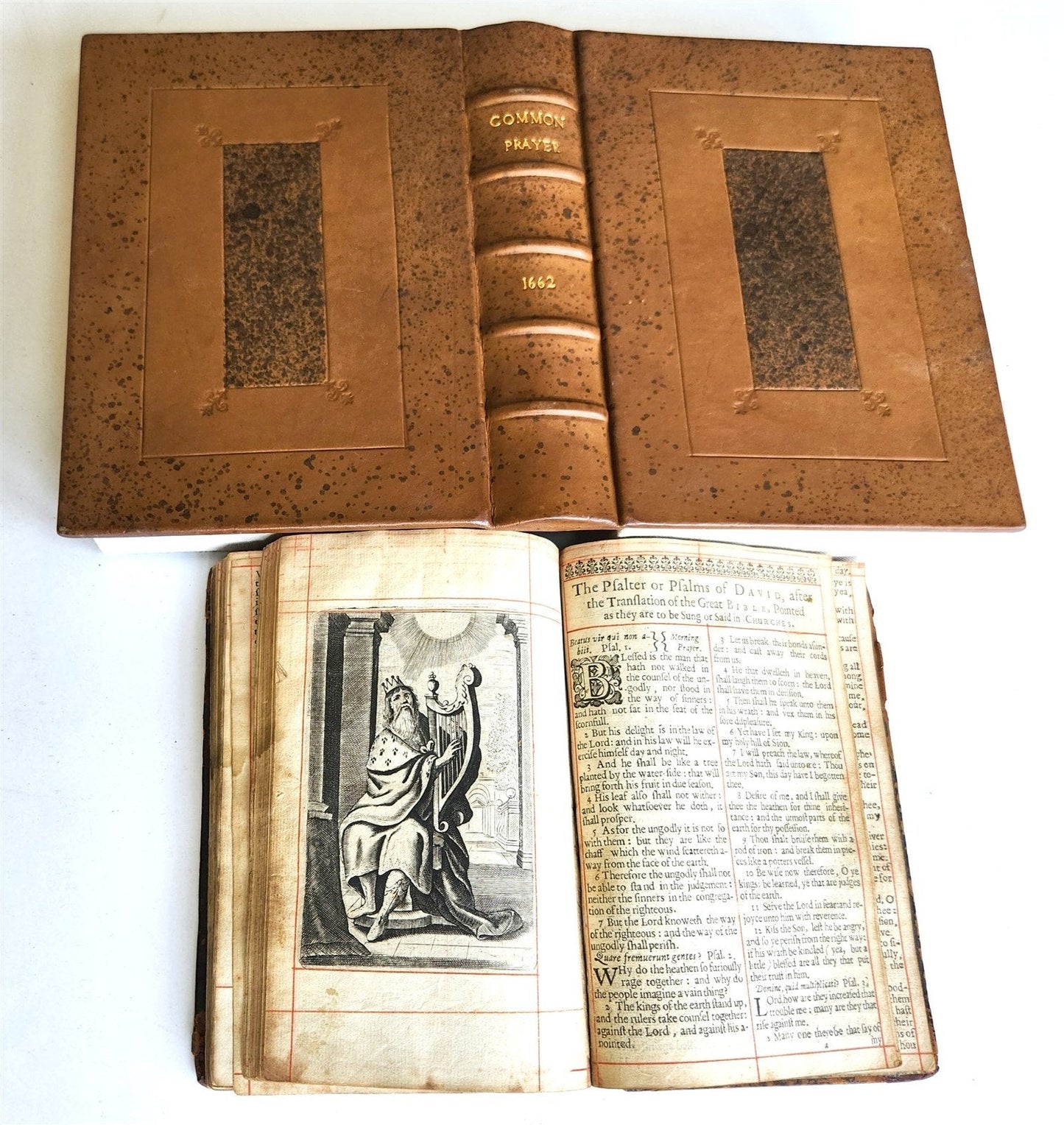 1662 BOOK of COMMON PRAYER ILLUSTRATED w/ PSALMS of DAVID antique in ENGLISH