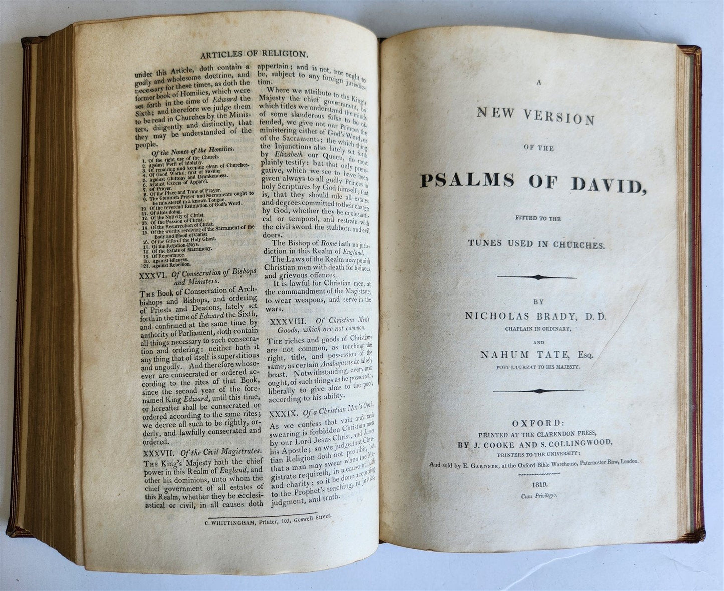 1807 BOOK of COMMON PRAYER ILLUSTRATED w/ PSALMS of DAVID antique in ENGLISH