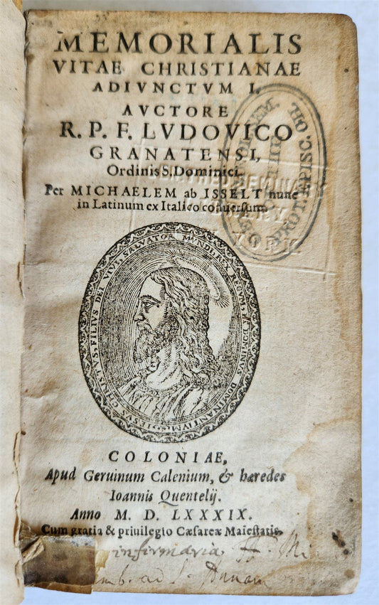 1589 MEMORIALIS CHRISTIANAE VITAE ADIVNCTUM R.P.F. LUDOVICO GRANATENSI antique