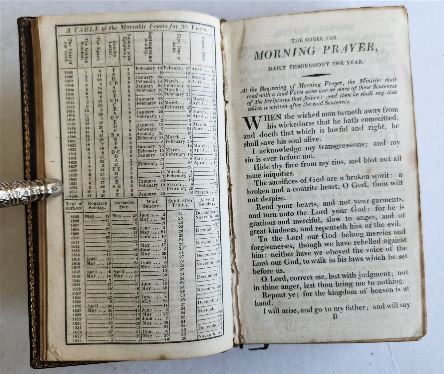 1810 BOOK of COMMON PRAYER w/ PSALTER, or PSALMS of DAVID antique in ENGLISH