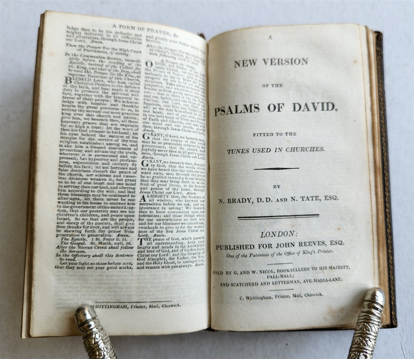 1810 BOOK of COMMON PRAYER w/ PSALTER, or PSALMS of DAVID antique in ENGLISH