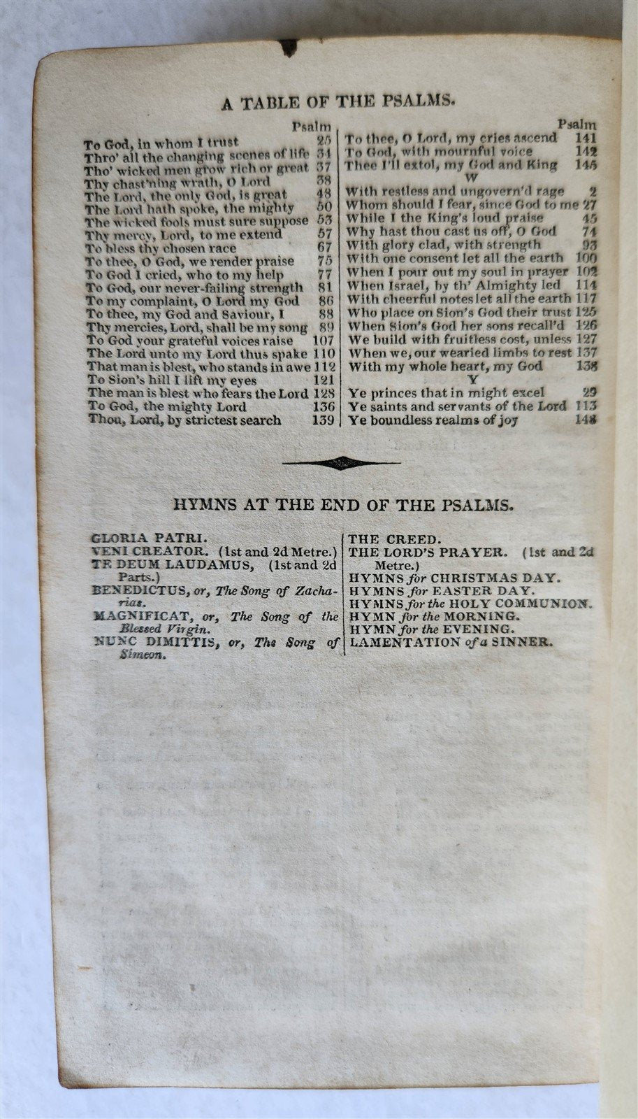 1826 BOOK of COMMON PRAYER w/ PSALTER, or PSALMS of DAVID antique in ENGLISH