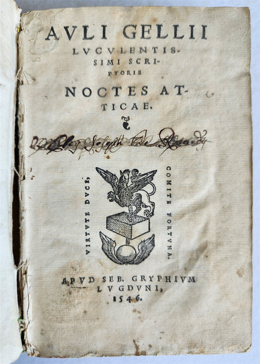 1546 ATTIC NIGHTS by Gellius Aulus Noctes Atticae antique