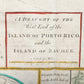 1750s MAP WEST END of the ISLE of PORTO RICO & ISLAND of ZACHEE antique 19x24"