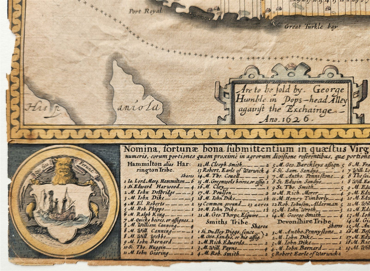 1626 BERMUDA MAP of SUMMER ISLANDS Isle of Devils antique LONDON JOHN SPEED