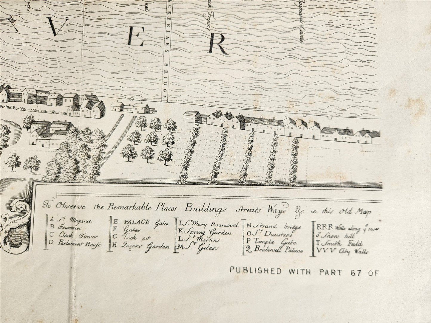 1860s MAP of LONDON in the REIGN of QUEEN ELIZABETH Old & New antique 30 by 40"
