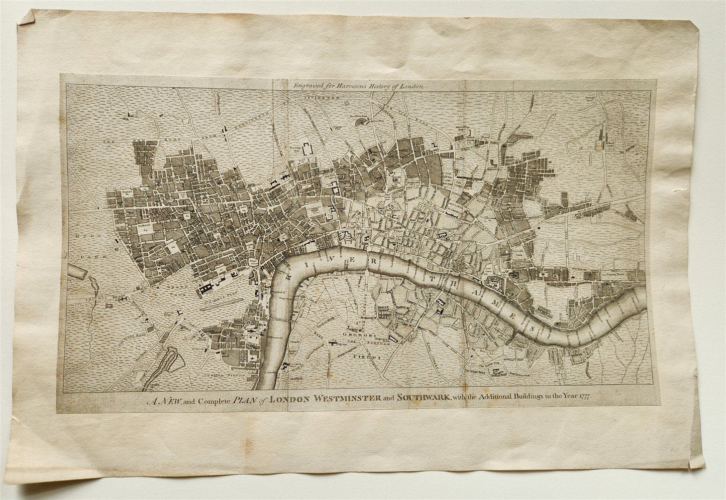 1777 NEW & COMPLETE PLAN of LONDON WESTMINSTER & SOUTHWARK antique W. Harrison