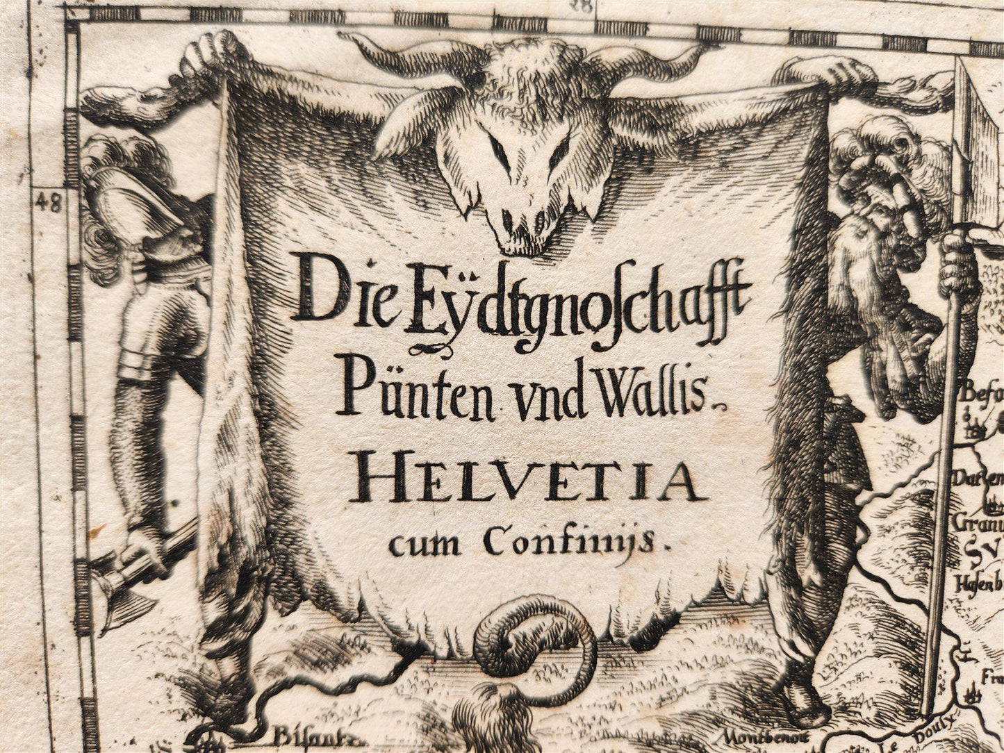 1630s MAP of SWITZERLAND antique Die Eydtgnoschafft Punten und Wallis Helvetia