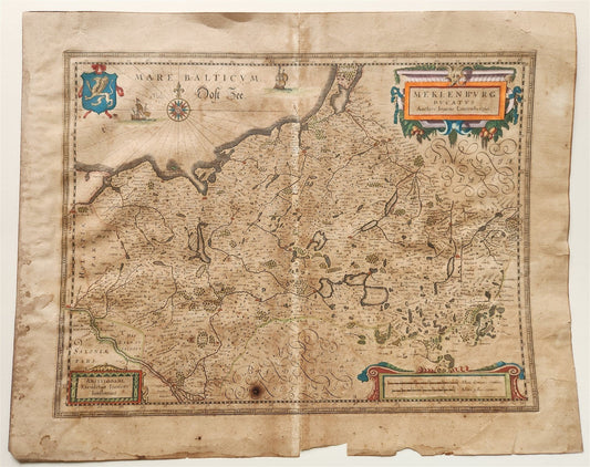 1630s MAP of MECKLENBURG GERMANY antique