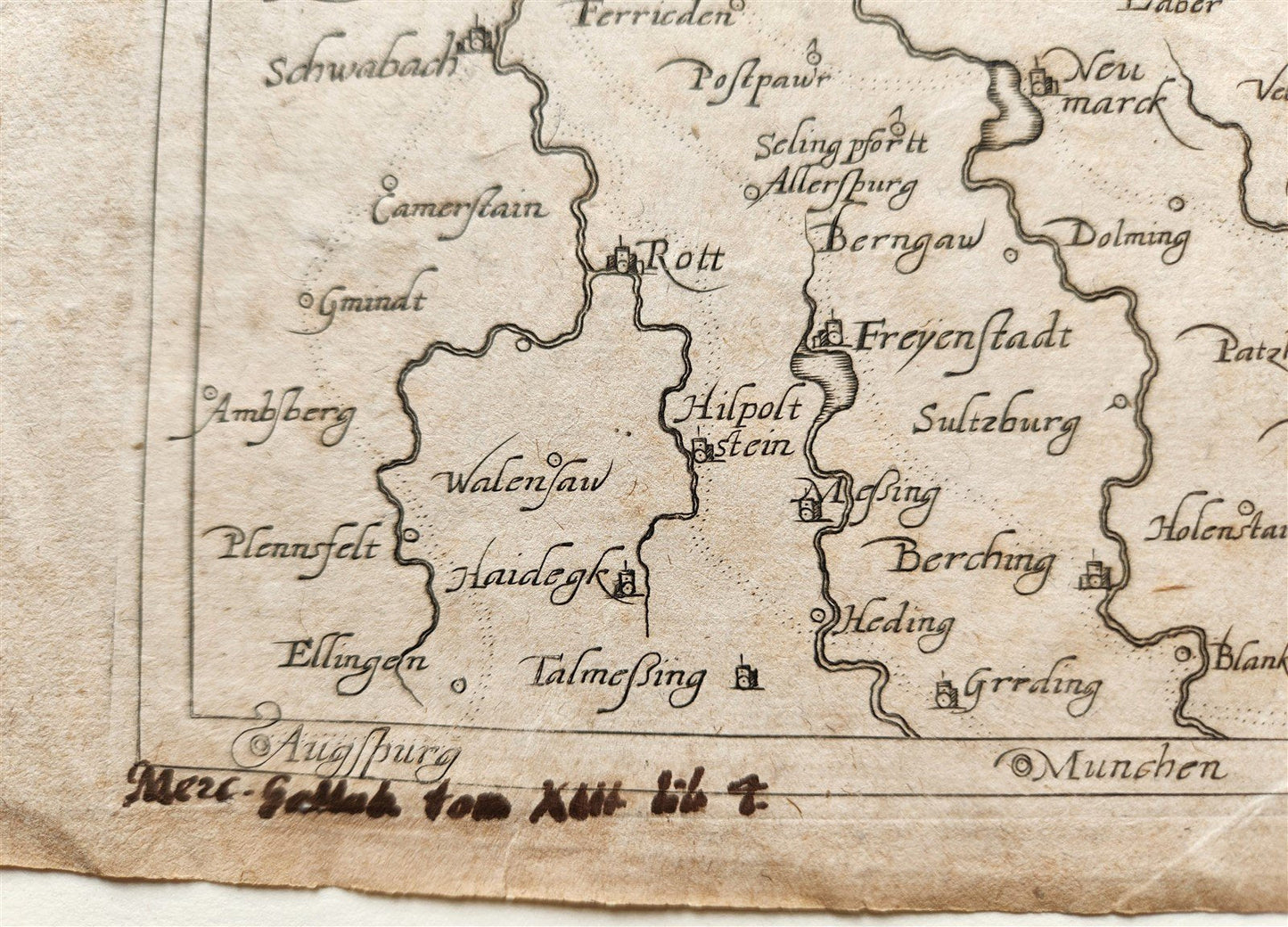 17th CENTURY MAP of UPPER PALATINATE GERMANY antique