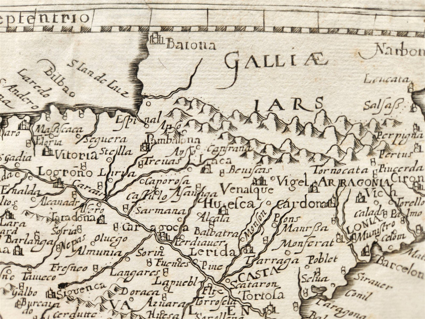 1627 MAP of SPAIN & PORTUGAL antique HISPANIAE NOVA ET EXACTA DESCRIPTIO