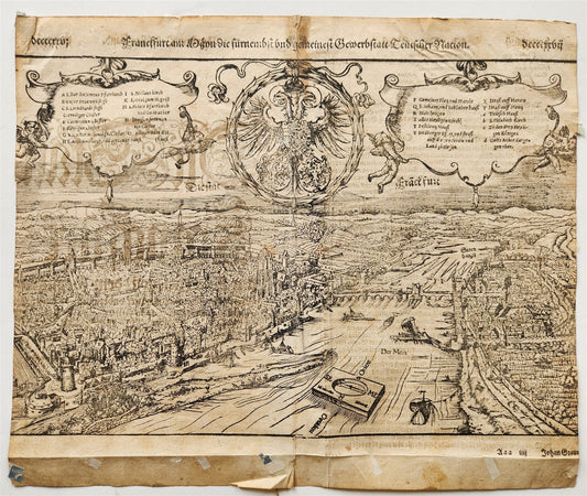 1572 FRANKFURT GERMANY from SEBASTIAN MUNSTER COSMOGRAPHY antique